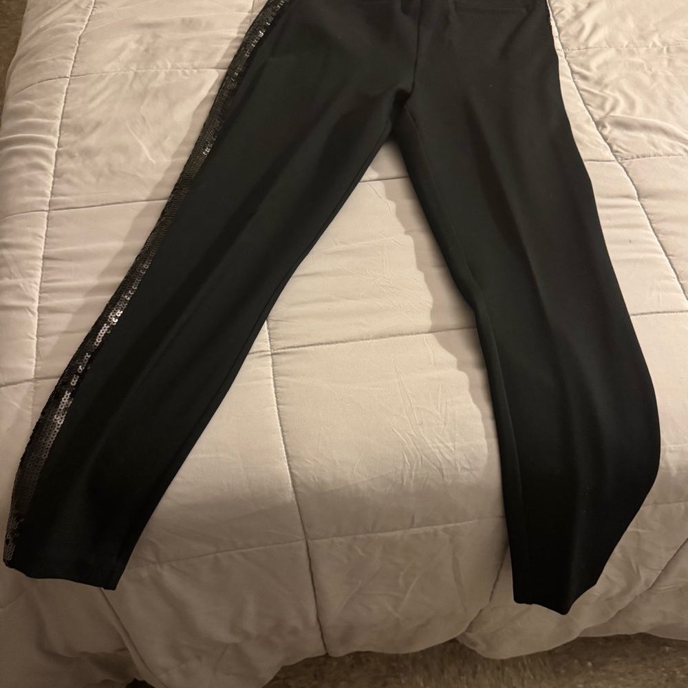 SPANX Black Trousers with Sequin Side Stripe - Picture 2 of 2